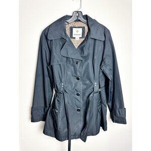 Weather Tamer Belted Rain Coat Black Long Pea Coat Womens Large